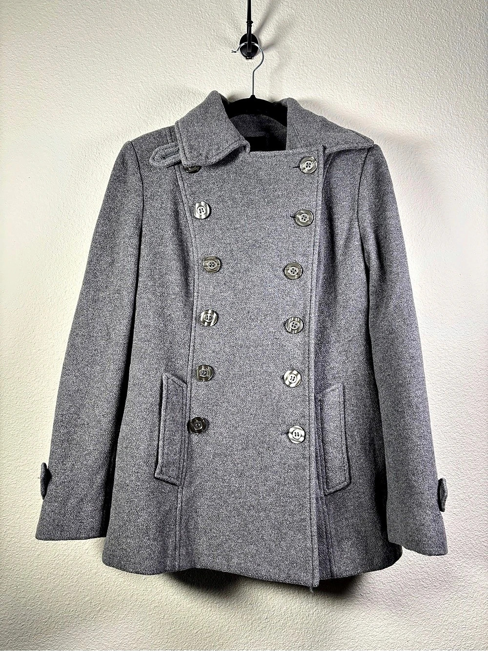 ESPRIT Gray Pea Coat Size Small
